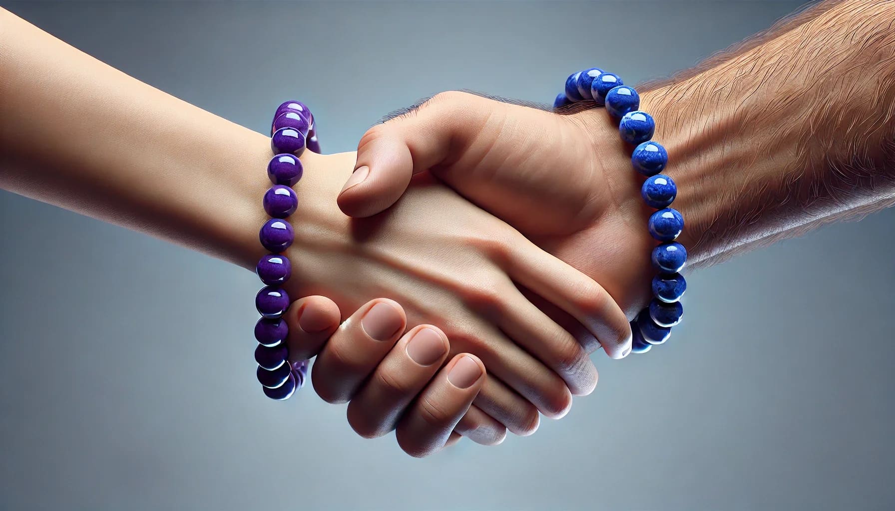 Poignee de main bijoux en amethyste et lapis-lazuli