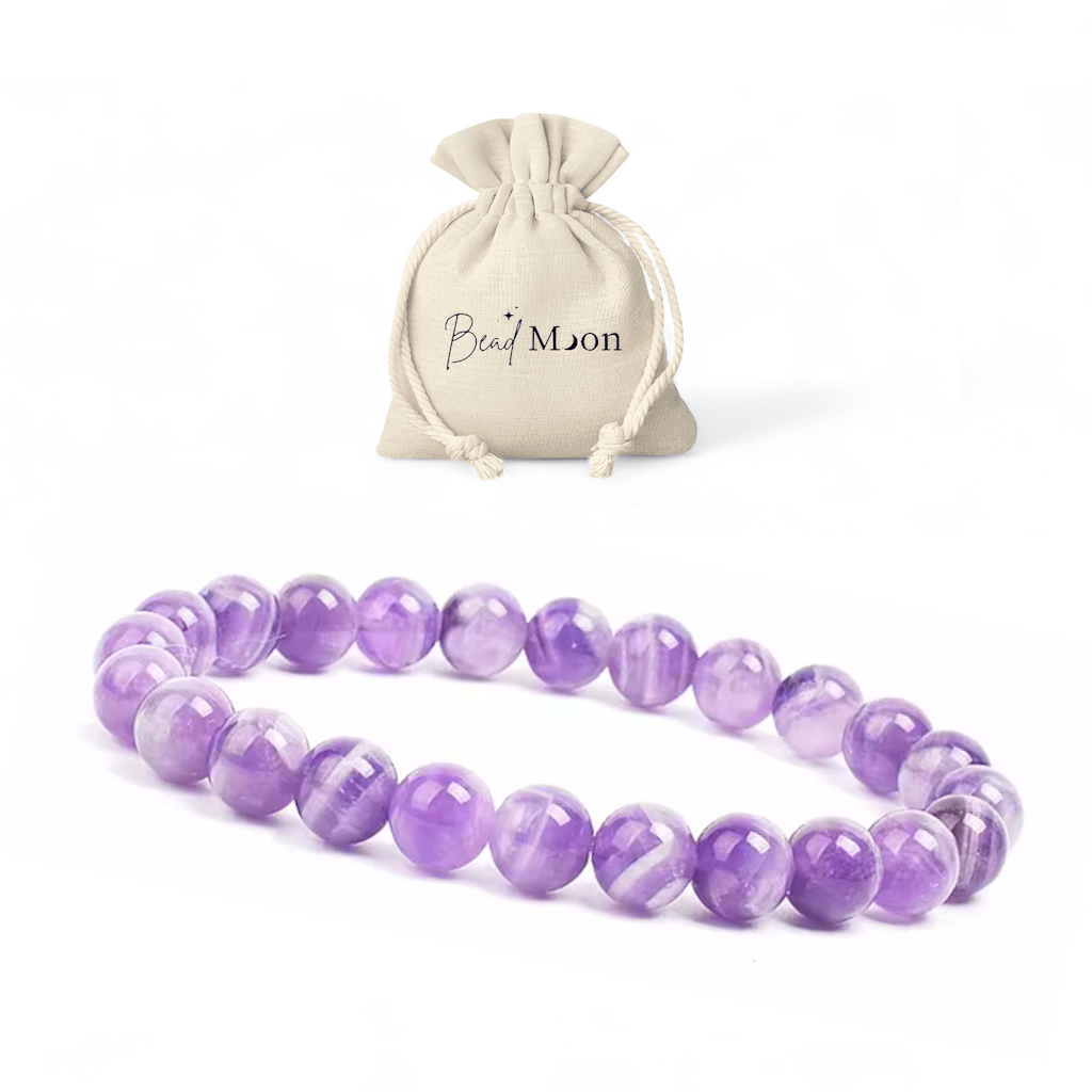 Bracelet en Améthyste – Bijou apaisant pour un sommeil réparateur et soulagement des migraines, pierre naturelle pour la relaxation.