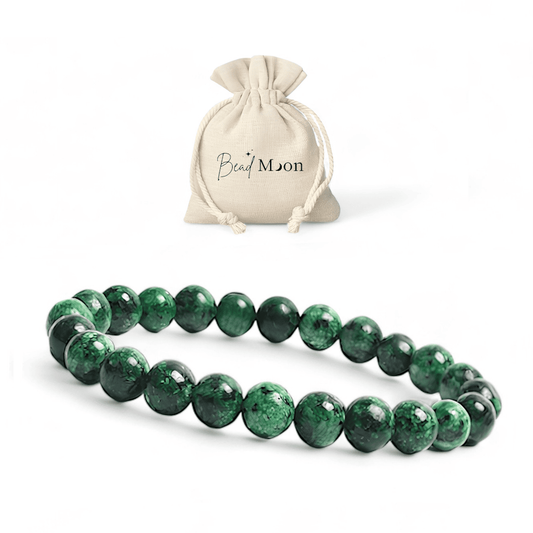 Bracelet en Jade Vert et Noir – Bijou pour favoriser l'équilibre et la paix intérieure, pierre naturelle pour apaiser et harmoniser les émotions.